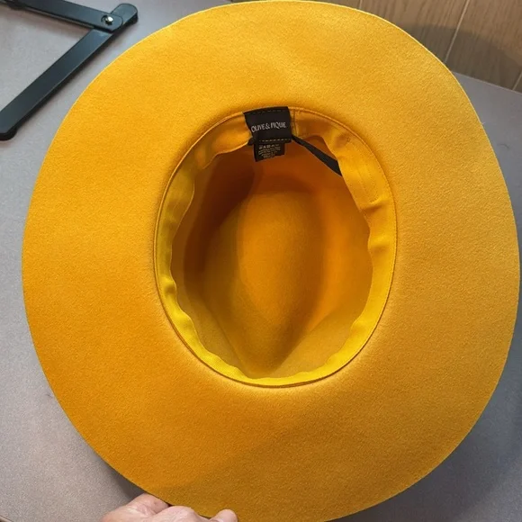 Olive & Pique Kaia Panama Hat Mustard Yellow Wool Western Boho Rancher - Picture 3 of 6